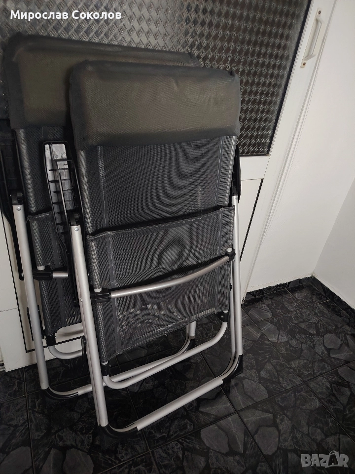 сгъваем алуминиев стол с 5 позиции на облегалката 2 бр., снимка 1