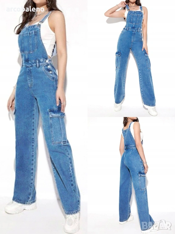 Моден дамски дънков гащеризон, снимка 1