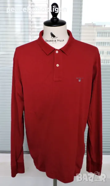 Gant Regular Fit Long Sleeve Red Polo Shirt - мъжка червена поло блуза с дълъг ръкав размер L , снимка 1