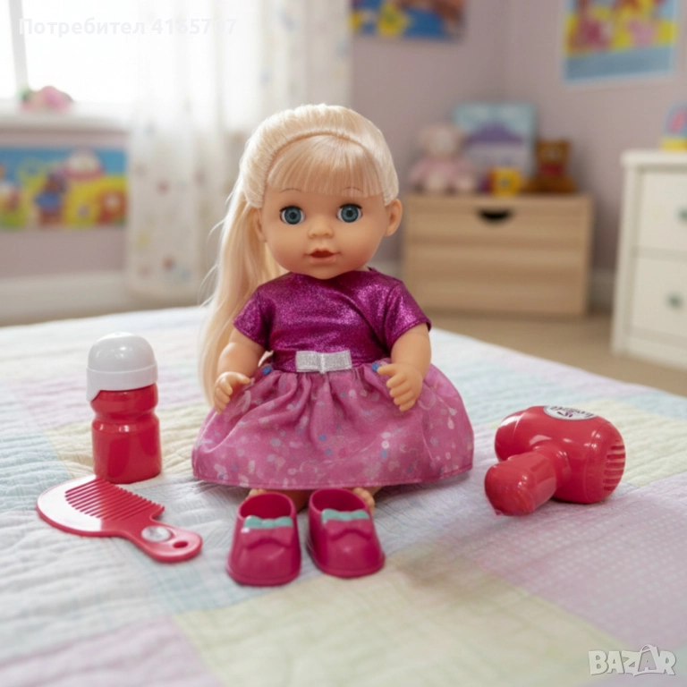 Кукла с мигащи очи, аксесоари и звуци – Идеален подарък за малки принцеси, снимка 1