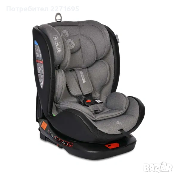 LORELLI Premium Стол за кола ARES I-SIZE 360° ISOFIX (40-150 см) GREY, снимка 1