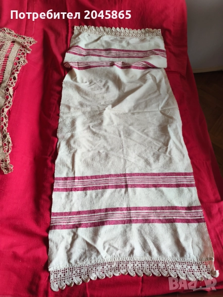 продвам старинна битова кърпа с дантела, снимка 1