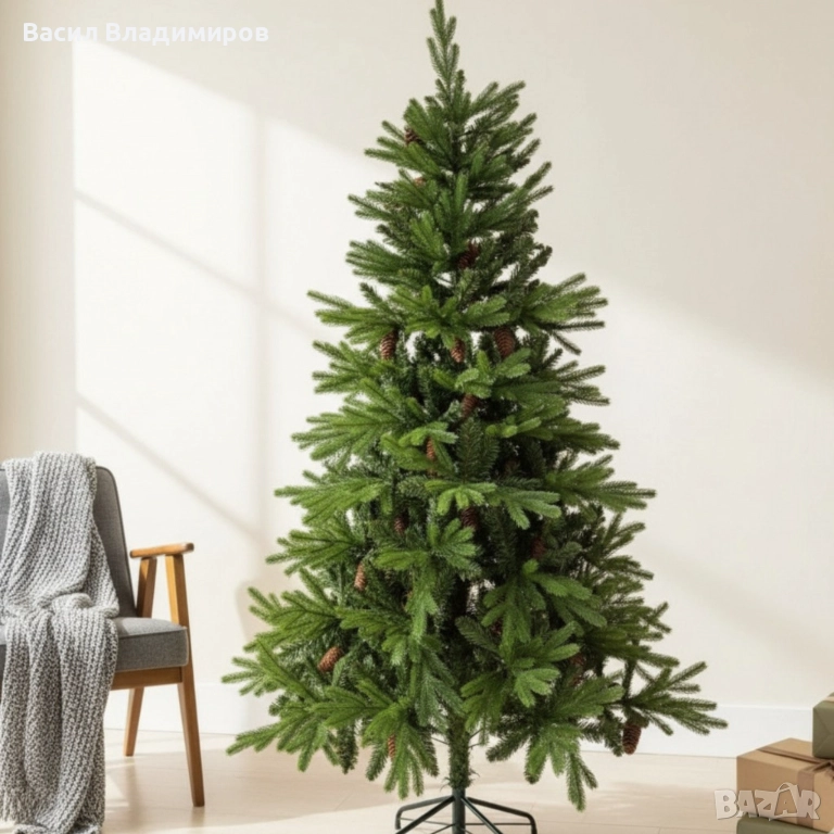 Красива коледна елха с естествено излъчване различни размери, снимка 1