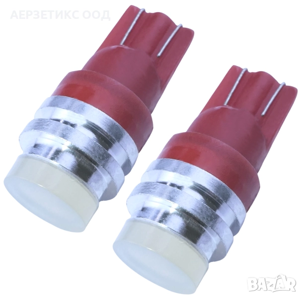 КРУШКА T10 W5W 12V LED COB 1W ЧЕРВЕНА, снимка 1