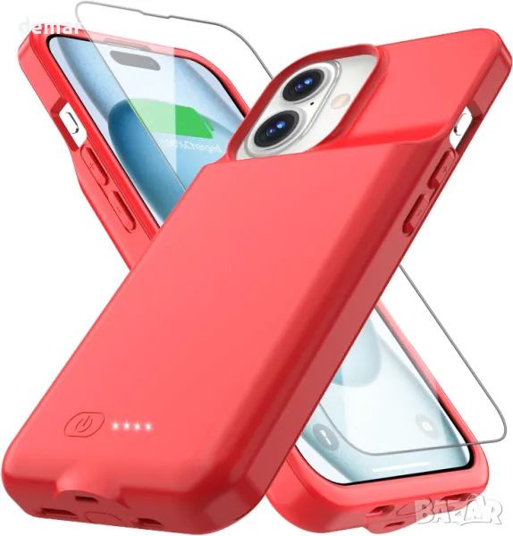 Калъф с батерия BOPPS за iPhone 16-6,1 инча, 15 W, 8500 mAh - червен, снимка 1