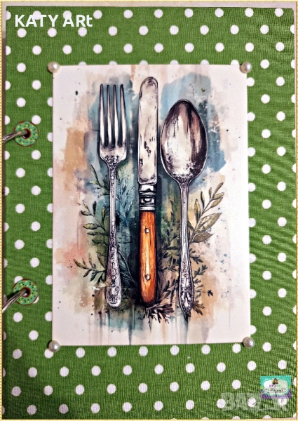 Тефтер за рецепти "Прибори" в зелено, снимка 1