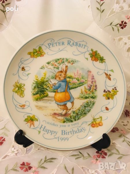 порцеланова чиния за стена Petter rabbit 3, снимка 1