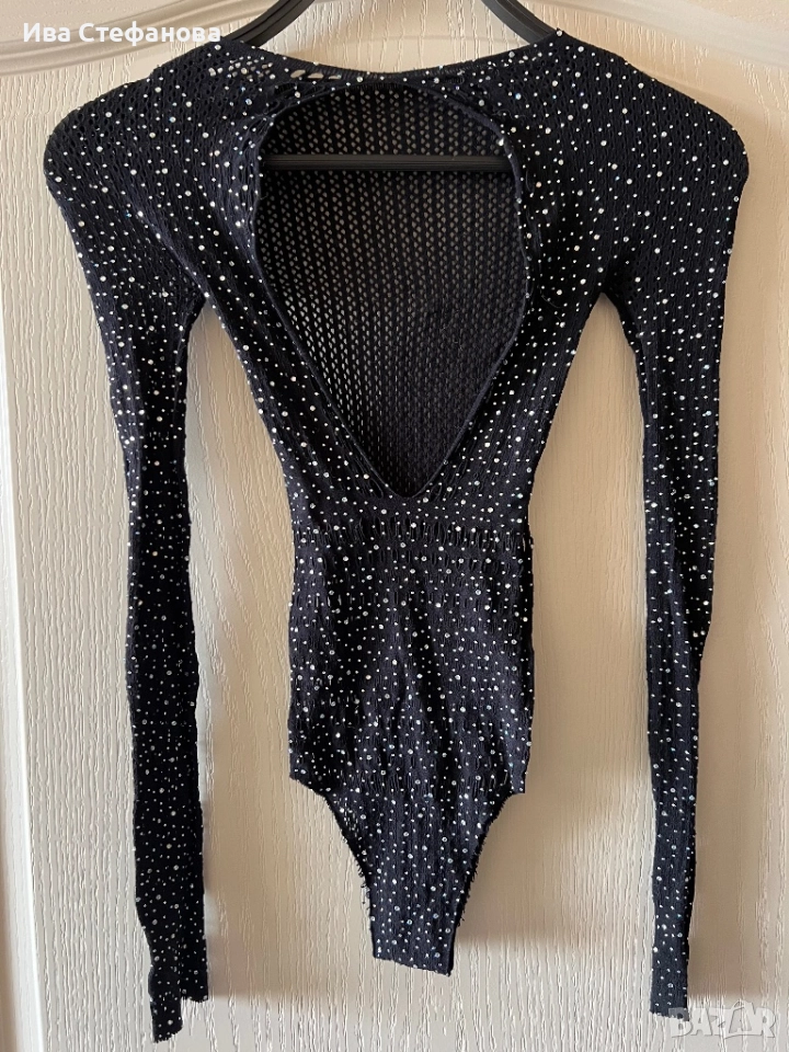 Ново парти коктейлно официално черно бляскаво боди универсален размер, снимка 1