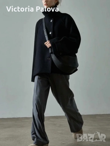 Луксозно черно палто Saccardi International с вълна и Lambswool - Италиански стил 