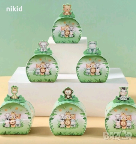 Джунгла животни обла картонена кутия кутии за лакомства подаръци рожден ден парти картонени кутийки, снимка 2 - Кутии за храна - 52137163