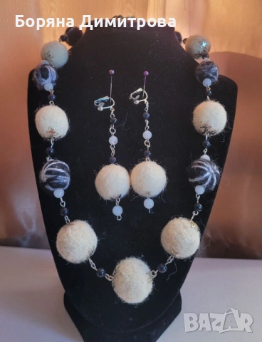 КОЛИЕТА ОТ ВЪЛНА И МАНИСТА -КРАСИВ И УНИКАЛЕН ЕКО ПРОДУКТ!, снимка 4 - Колиета, медальони, синджири - 53657419