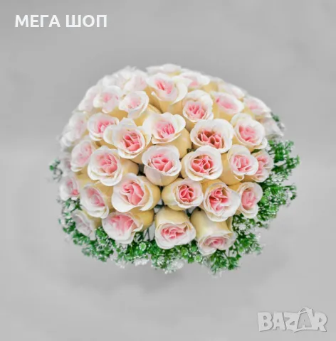 Елегантен букет от изкуствени рози, снимка 3 - Изкуствени цветя - 50346321