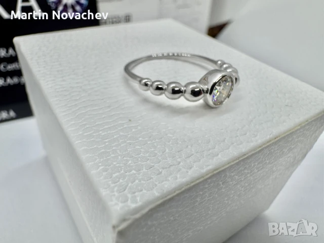 Сребърен пръстен с мойсанит (Диамант) 0.5 карата, снимка 9 - Пръстени - 50799593