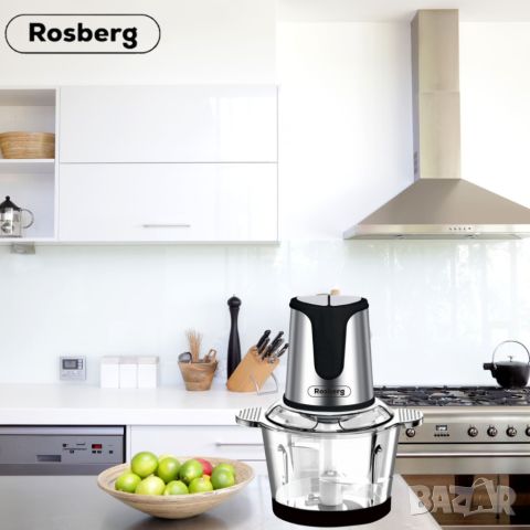 Чопър Rosberg R51111E, 500W, 3л., 2скорости, стъклена купа, Черен/ Сребрист, 2 ГОДИНИ ГАРАНЦИЯ, снимка 1 - Чопъри и пасатори - 46668375