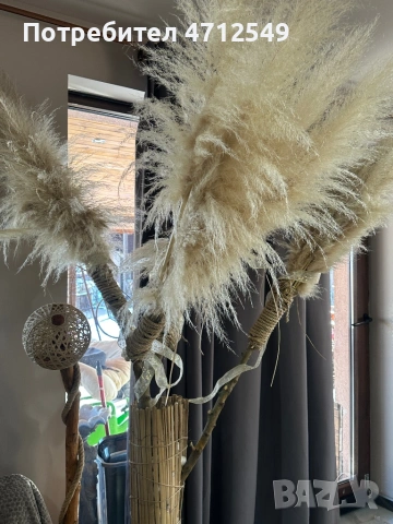 Изкуствено дърво с естествена пампаска трева