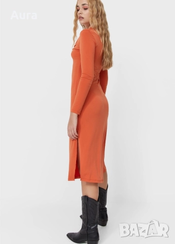 Midi orange dress , снимка 4 - Рокли - 51599818