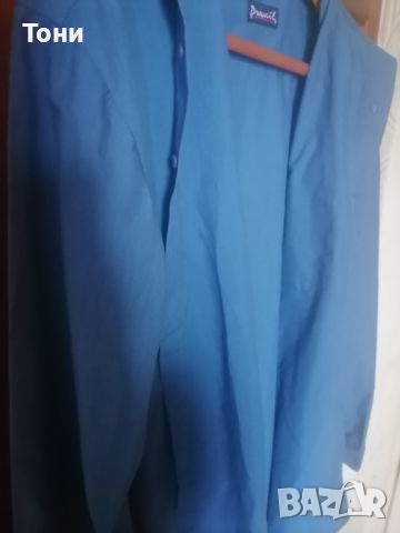 Нова Синя Мъжка Риза с Дълъг Ръкав М, снимка 2 - Ризи - 46334551