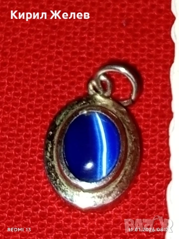 Елегантен сребърен медальон с инкростиран камък КОТЕШКО ОКО финно нежно бижу 52657, снимка 5 - Колиета, медальони, синджири - 53059694