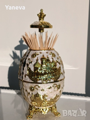 Елегантни , автоматични поставки за клечки за зъби в стил яйце на Фаберже, снимка 3 - Статуетки - 52497223