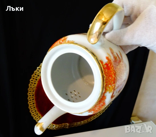 Чайник,кана японски порцелан Satsuma Kazan,злато. , снимка 9 - Антикварни и старинни предмети - 54151646