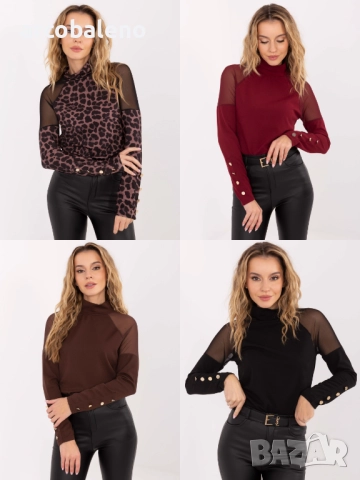 Дамска блуза с копчета на ръкавите, 4цвята 