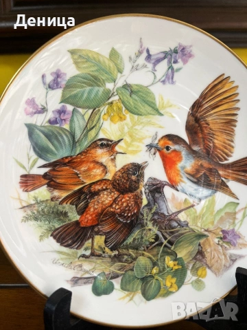 Чинията е много красива♥️ Колекционерска порцеланова чиния от серията „Hungrige Rotkehlchen“ (Гладни, снимка 2 - Други - 54117601