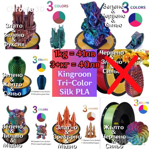 PLA Филамент нишка за 3D принтер 3D Filament PLA+ SILK Matte META TPU PETG, снимка 7 - Други - 43525008