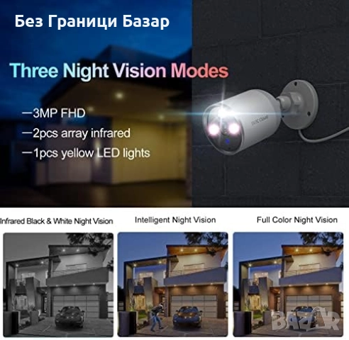 Нова 2K WiFi Външна Камера, Нощно Виждане, Детекция, Alexa, охрана дом, снимка 4 - IP камери - 51579927