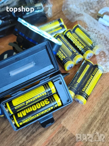 Челник с 8 батерии и зарядно, Професионален комплект челник 18000 лумена с 8 батерии 3000mAh..., снимка 13 - Прожектори - 53399161