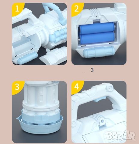 Модерен пистолет за сапунени балончета с батерии и удобна дръжка / Цвят: Син, Розов, снимка 2 - Други - 46721329