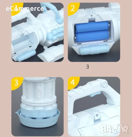 Модерен пистолет за сапунени балончета с батерии и удобна дръжка / Цвят: Син, Розов, снимка 3 - Други - 47897674