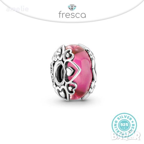 Final SALE! Разпродажба!Талисман Fresca по модел тип Pandora Пандора сребро 925 Purple Love Murano. , снимка 1