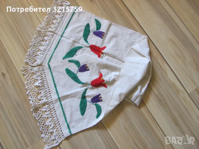 19в. кърпа, ръчно тъкан кенар, ръчна бродерия , 115х30см., снимка 6 - Антикварни и старинни предмети - 50421222