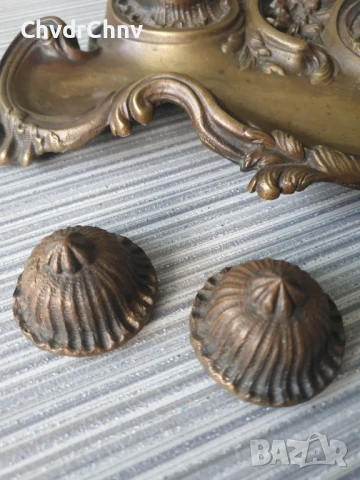 24см-1кг Art Nouveau/стара френска бронзова мастилница-двойна, снимка 9 - Антикварни и старинни предмети - 49053772