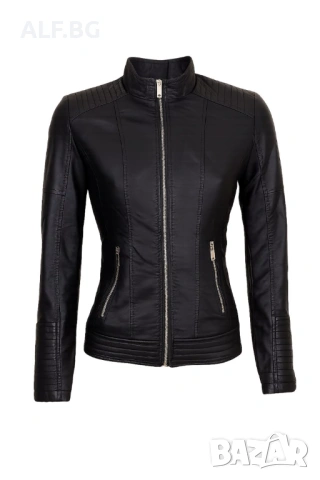 Дамско кожено яке черно 4060N