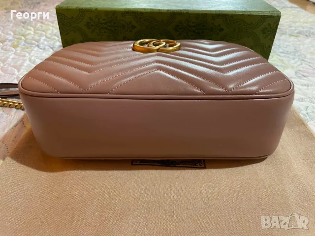 Гучи Dusty Pink Кожена чанта Marmont Оригинална Gucci Дръжка / Синджир, снимка 8 - Чанти - 46925649