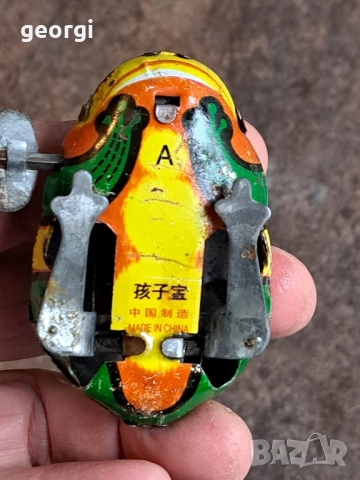 стара механична ламаринена играчка жаба от соца 29/5, снимка 3 - Колекции - 52532115