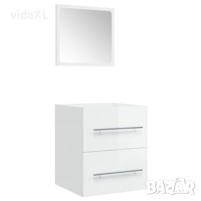 vidaXL Шкаф за баня с огледало, бял гланц, 41x38,5x48 см, снимка 1 - Шкафове - 46022832