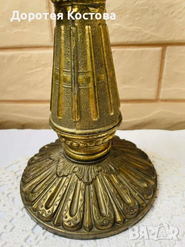 Красива голяма месингова лампа от Англия, снимка 8 - Антикварни и старинни предмети - 53398702
