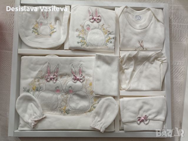 Комплект за изписване на бебе със зайчета, 10 части, снимка 1 - Комплекти за бебе - 46127769