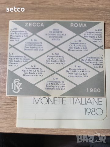Банков сет монети Италия 1980 година, снимка 6 - Нумизматика и бонистика - 45974540