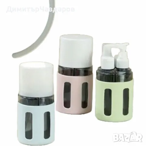Комплект компактни бутилки за пътуване – 4 бр. контейнери за козметични и хигиенни течности, снимка 3 - Други стоки за дома - 49680759