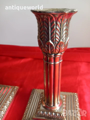 Стари Английски Дебело Посребрени СВЕЩНИЦИ. Маркирани!, снимка 2 - Антикварни и старинни предмети - 51125197