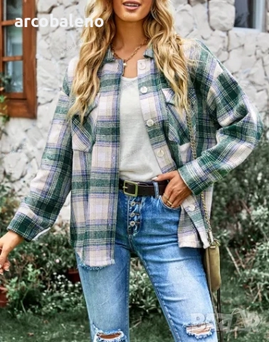 Дамска ежедневна риза-яке със средна дължина и дълги ръкави, 2цвята , снимка 9 - Якета - 51471489