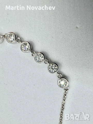 Сребърна гривна с мойсанит (Диамант) 0.9 карата, снимка 7 - Гривни - 53664048