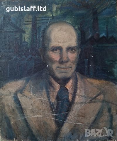 Картина, портрет, завод, худ. Д. Македонски (1914-1993), снимка 1 - Картини - 46417418