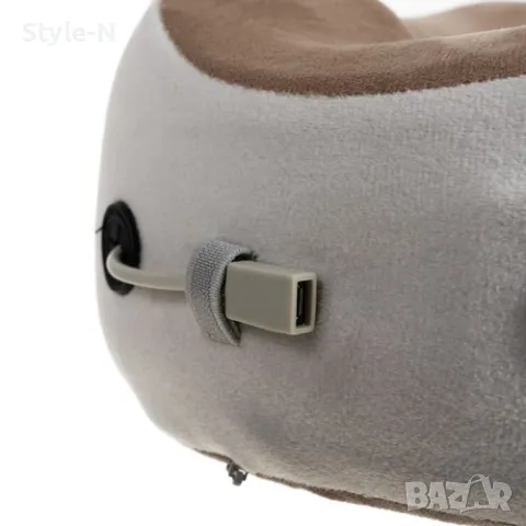 Масажна възглавница за врат с подгряване, Soulima, Кадифе/Пяна, 3 функции, Сиво/Бежово, снимка 4 - Масажори - 50275717