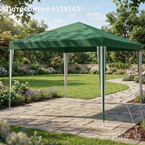 Сгъваема градинска шатра тип павилион 3 х 3 метра - водоустойчива и стабилна, снимка 3 - Градински мебели, декорация  - 53936698