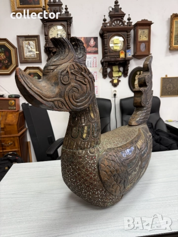 Дървена скулптура / дърворезба / фигура на птицата Хинта №7782, снимка 2 - Антикварни и старинни предмети - 52881471