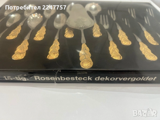 Нов позлатен комплект за хранене 22/23 К злато, снимка 2 - Прибори за хранене, готвене и сервиране - 54005722